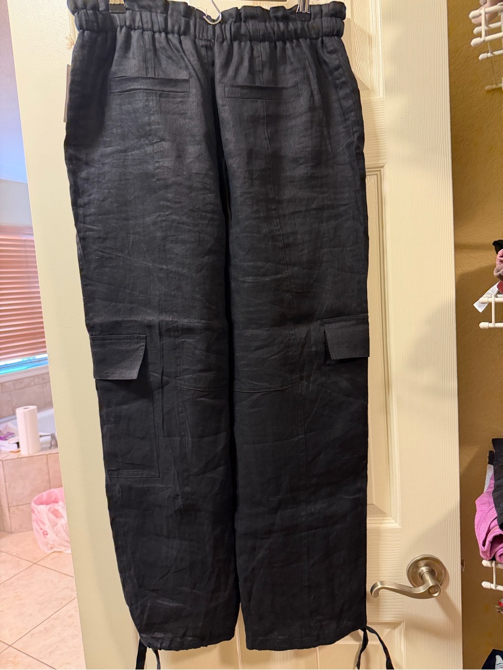 NWT Magaschoni black 100% Linen, Cargo pants :M MSRP $198.00, Loungewear